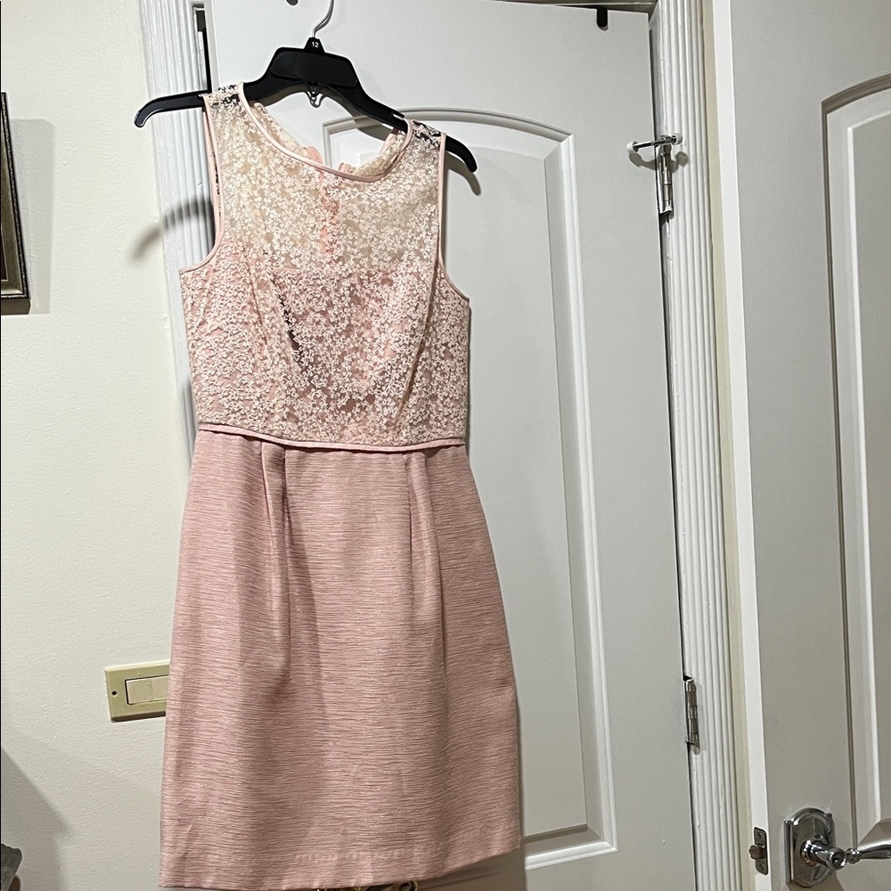 Tahari Blush Pink Lace Mini Dress